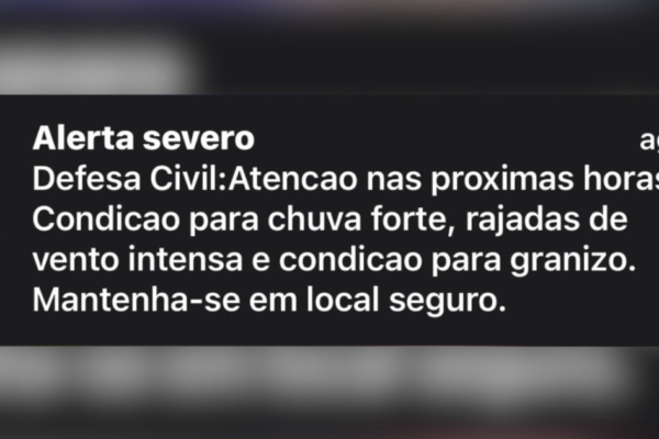 Defesa Civil de SP emite alerta severo para chuvas fortes e ventos intensos