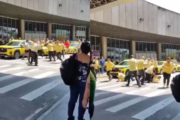 Taxistas trocam socos e chutes em briga no aeroporto do Galeão no Rio; veja vídeo