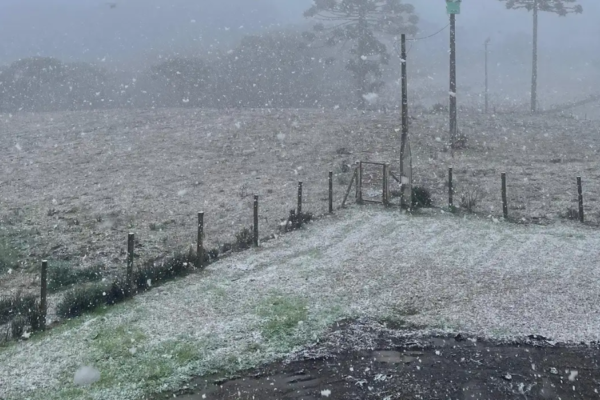 Serra do Rio Grande do Sul registra neve e temperatura próxima de 0°C