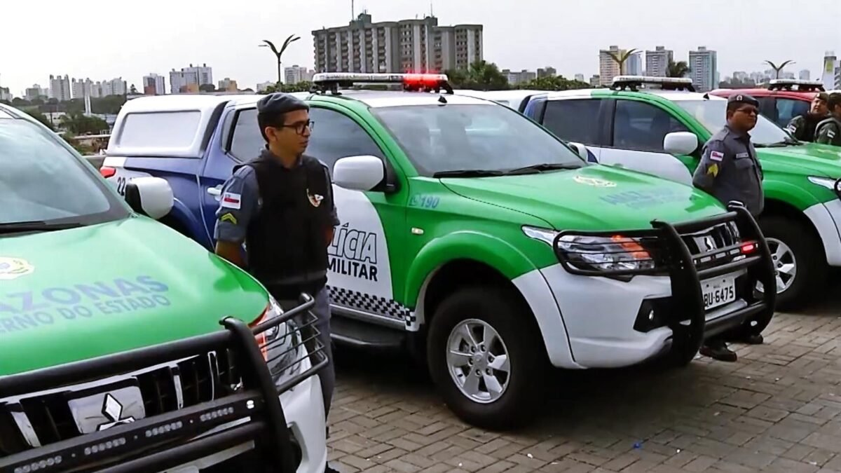 Viaturas operacionais da Polícia Militar do Amazonas em patrulhamento. Foto: Divulgação / PMAM